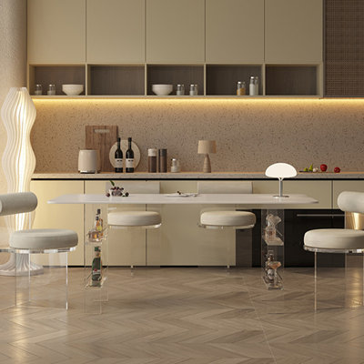 Rectangular Rock Slab Modern Storage Dining Table