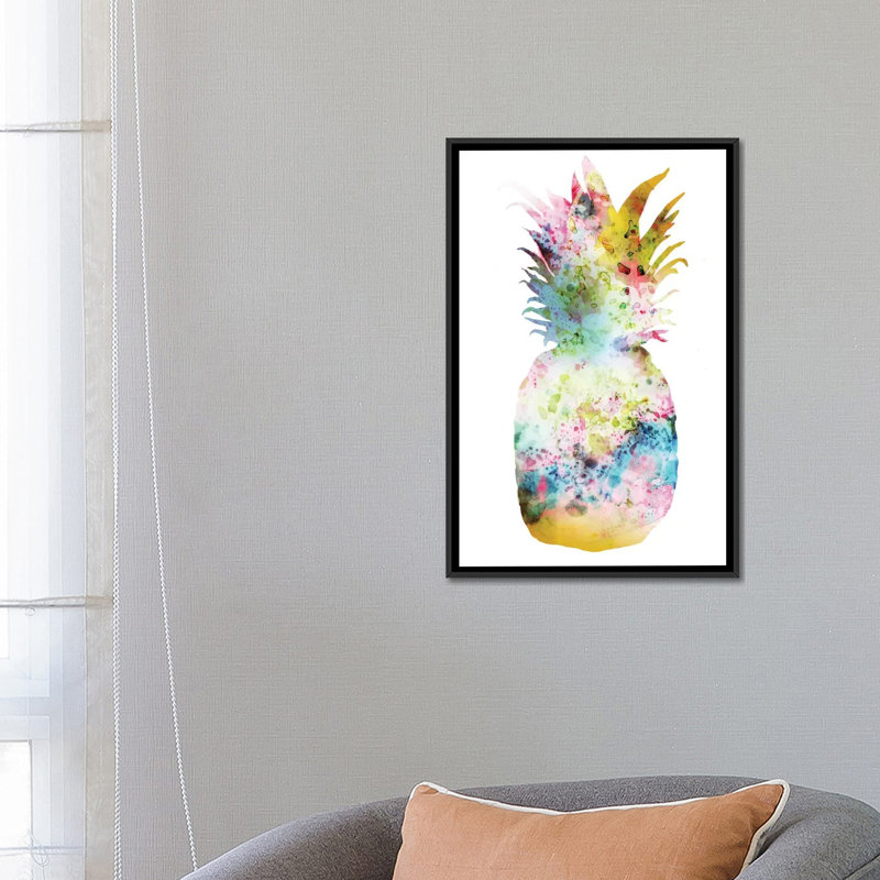 «Pineapple II», impression sur toile, H 26 po x l 18 po x P 1,5 po, Toile avec cadre noir, Pas de tapis