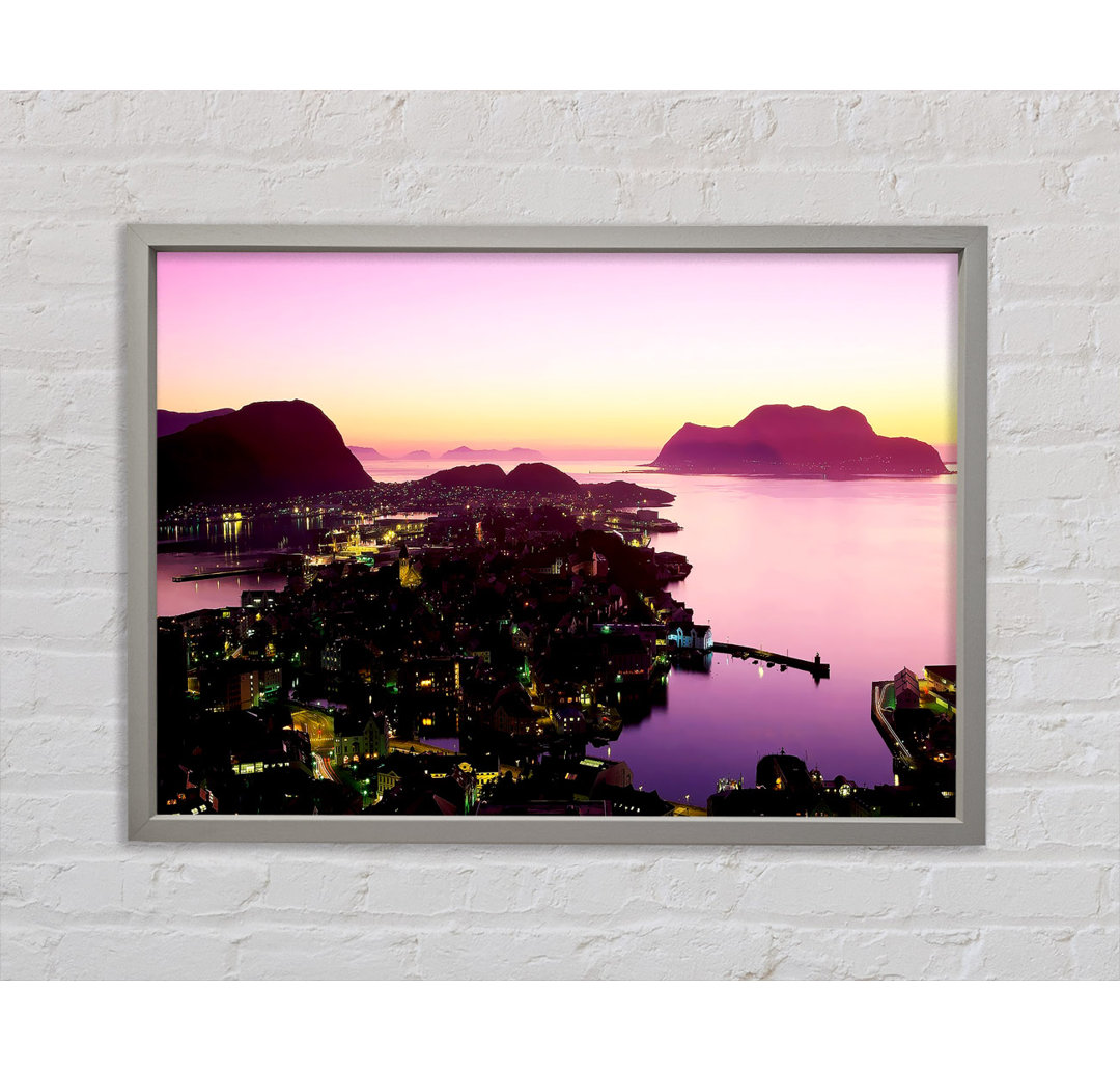 Lilac City Ocean - Einzelner Bilderrahmen Kunstdrucke auf Leinwand