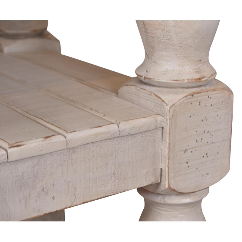 Cottage White Brown Rustic French 70'' Media Console with Storage