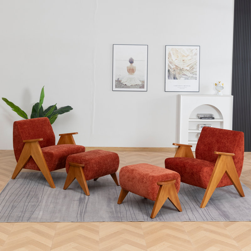 Ensemble de chaises de loisir en bois massif Betty (ensemble de 2), Orange