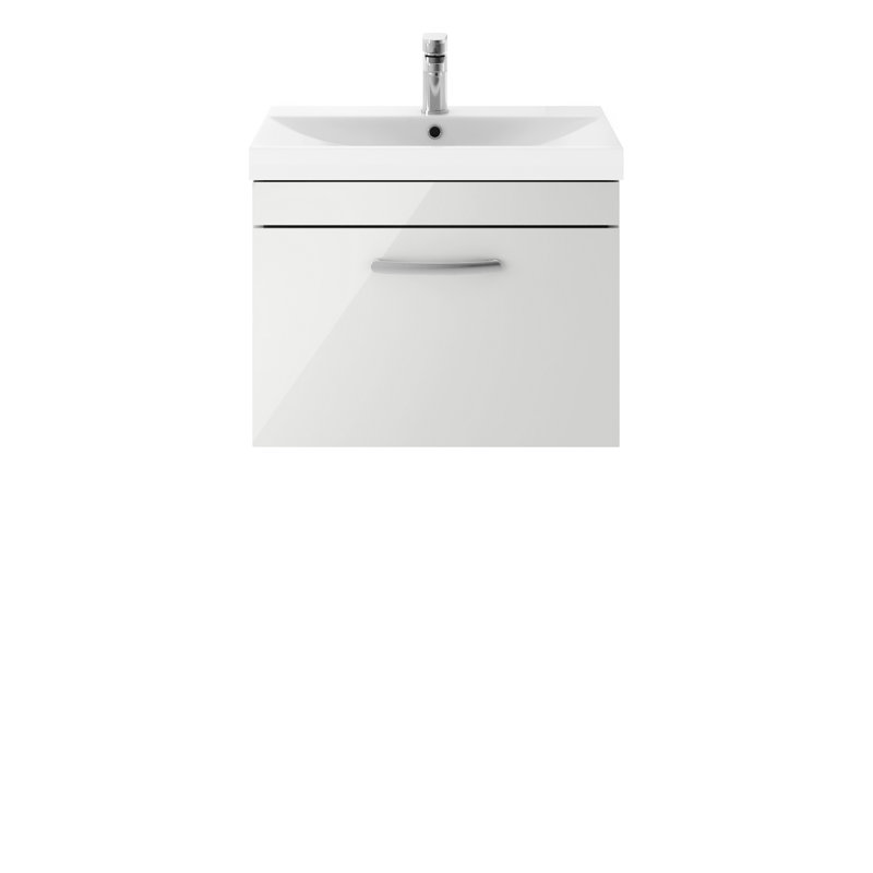 Athena 610 mm Single Vanity with Integrated Basin, Gloss Gray Mist