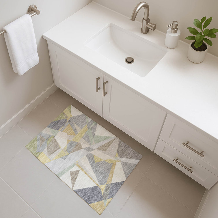 Premium Machine Washable Slesnick AMF1666 Geometric Rug