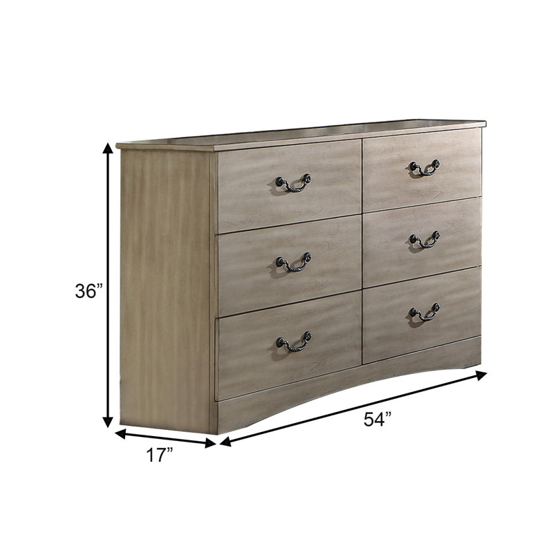 Commode double 6 tiroirs l 17 po, Brun clair