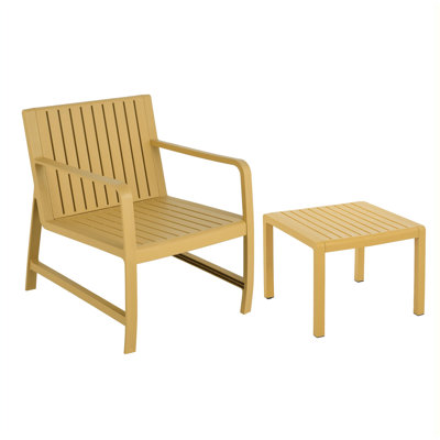 2-Piece Indoor/Outdoor Furniture Set 1 Chairs & 1 Coffee Tables Waterproof PP Material- Easy Assembly Patio Conversation Set
