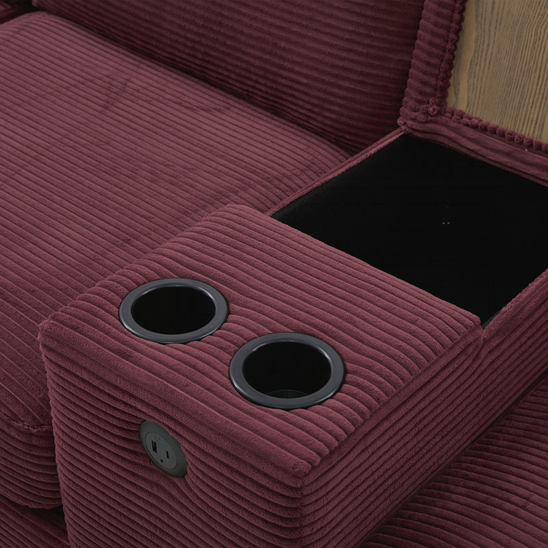 Luxueux canapé en velours côtelé avec coussins élastiques, structure en bois massif et rangement double fonction pour un confort et une commodité ultimes