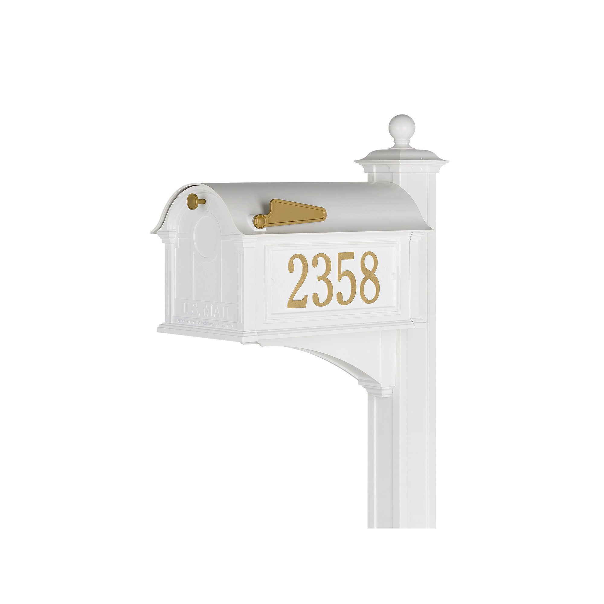 Balmoral Post Mounted Mailbox, White, Yes