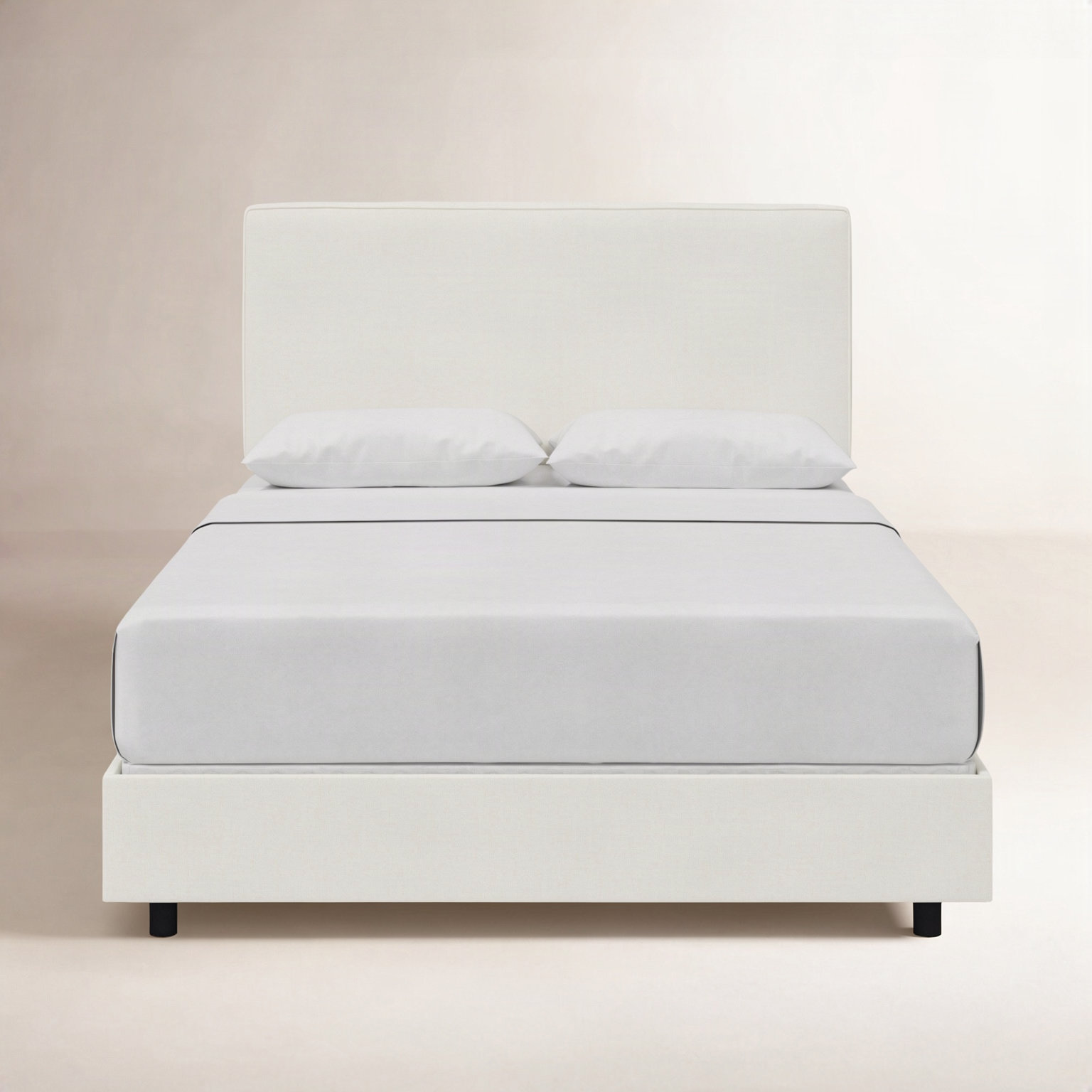 Marquise Cotton Upholstered Bed, California King, Zuma White Textured Linen