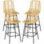 Ensemble de tabourets de bar en rotin de 4 tabourets de bar à hauteur de comptoir de 26 po, tabourets d'îlot de cuisine avec siège et dossier en osier respirant