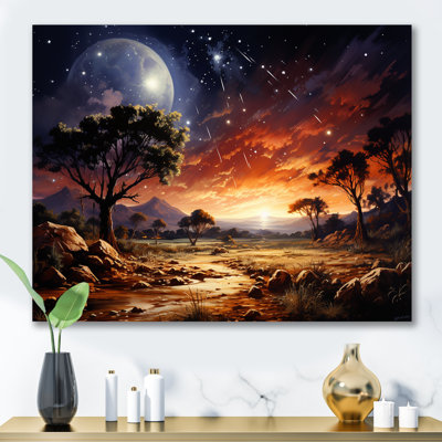 Futur cosmique, lever de soleil sur l'Afrique - Planète spatiale, art mural