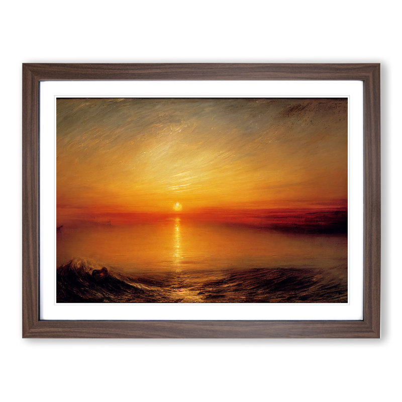 Magnificent Sunrise - Single Picture Frame Painting, 46cm H x 64cm W x 2cm D, Walnut
