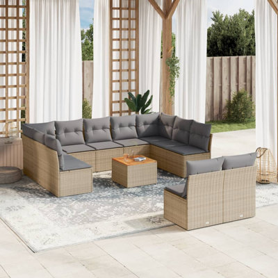  Ensemble de canapé de jardin mélange beige, gris clair