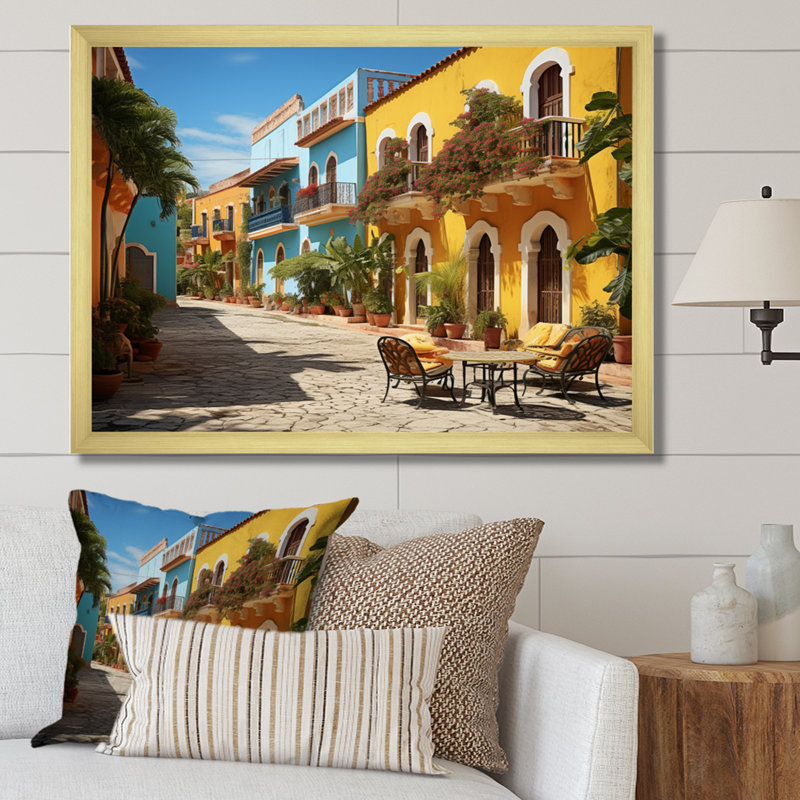 Caraibe City Charm Photo - reproduction sur toile, H 34 po x l 44 po x P 1,5 po, Cadre doré à une seule photo