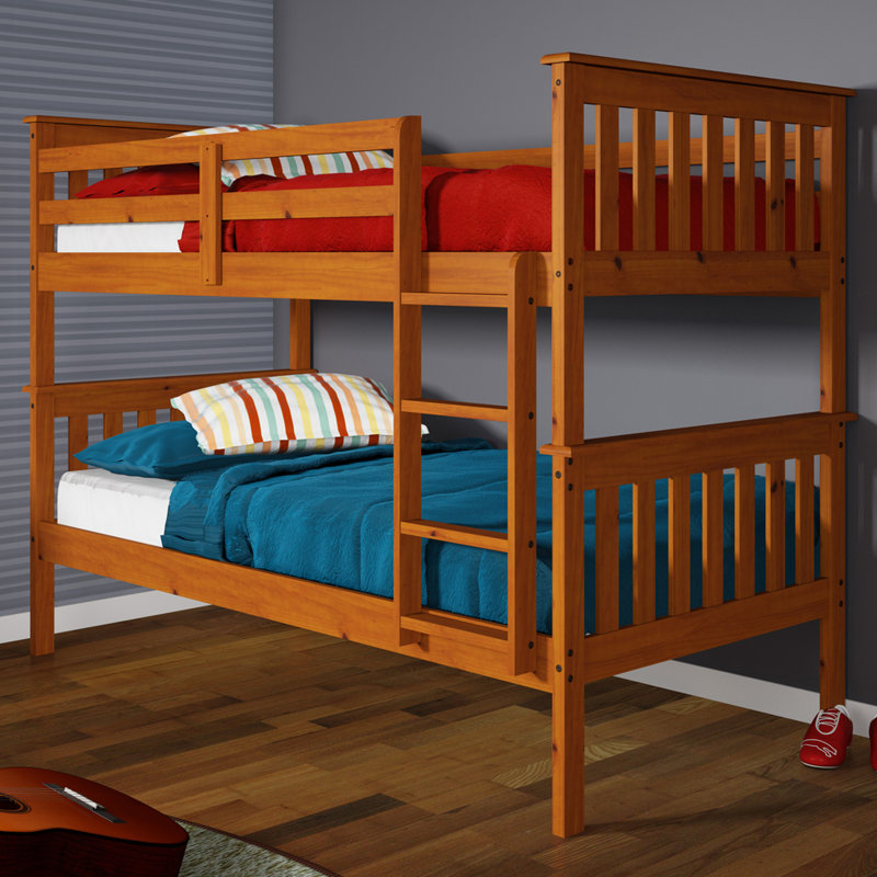 Dubbo Twin Over Twin Solid Wood Standard Bunk Bed by Harriet Bee, Honey