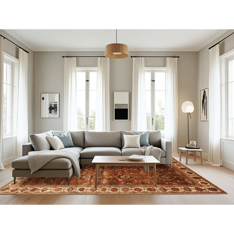 Tapis brun turc lavable à la machine, Rectangle 6 pi x 9 pi