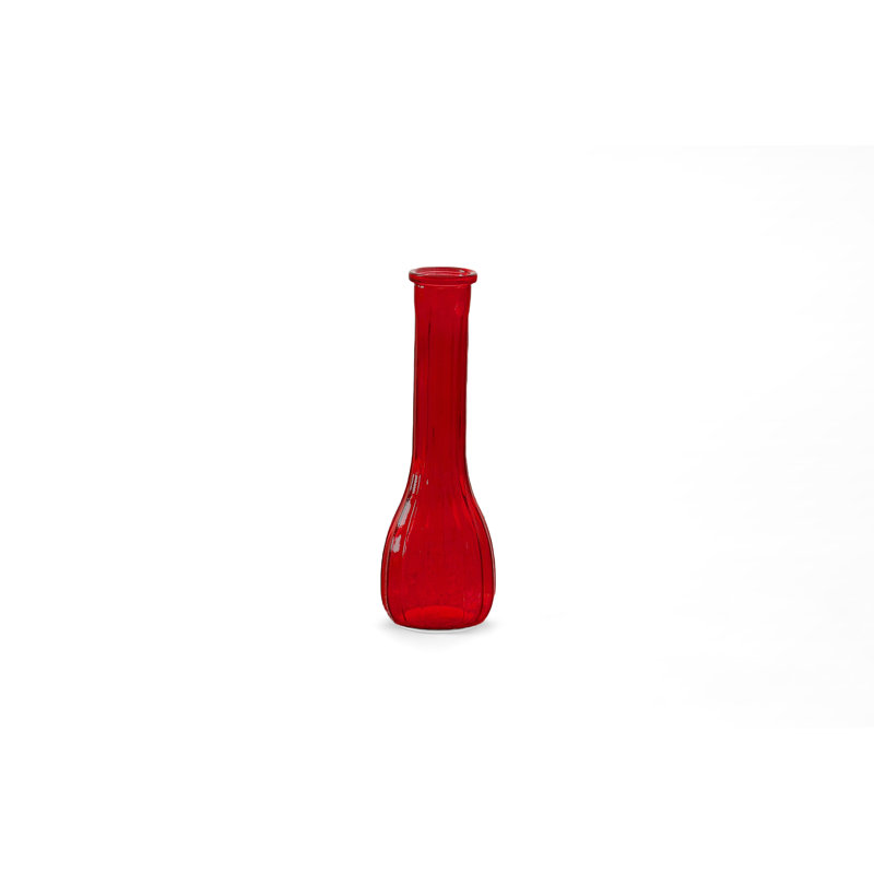 Ribbed Bud Vase, 3" H x 3" W x 8.5" D, Red