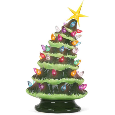 Leaning Green 9.5" Ceramic Christmas Tree