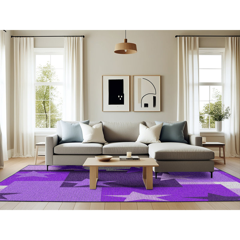 Tapis à motif violet/bleu Maretti, Rectangle 6 pi x 9 pi