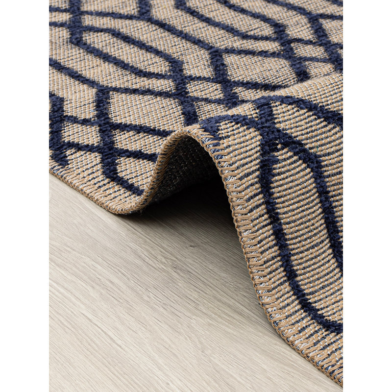 Rokaya Geometric Machine Made Indoor / Outdoor Area Rug, Rectangle 5'3" x 7'7"