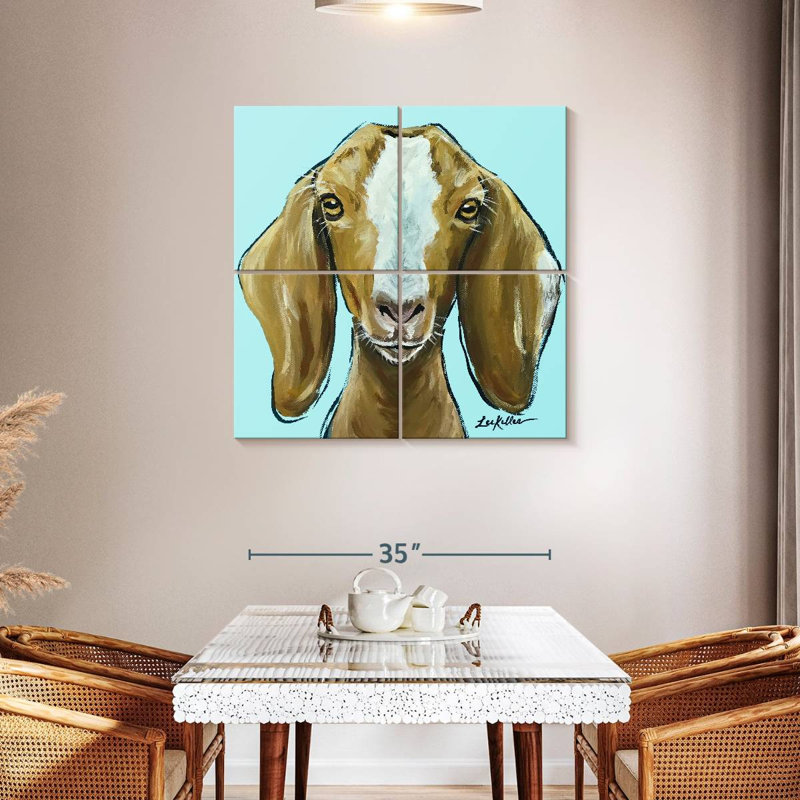 Brampt Goat Square Blue, 38" H x 38" W