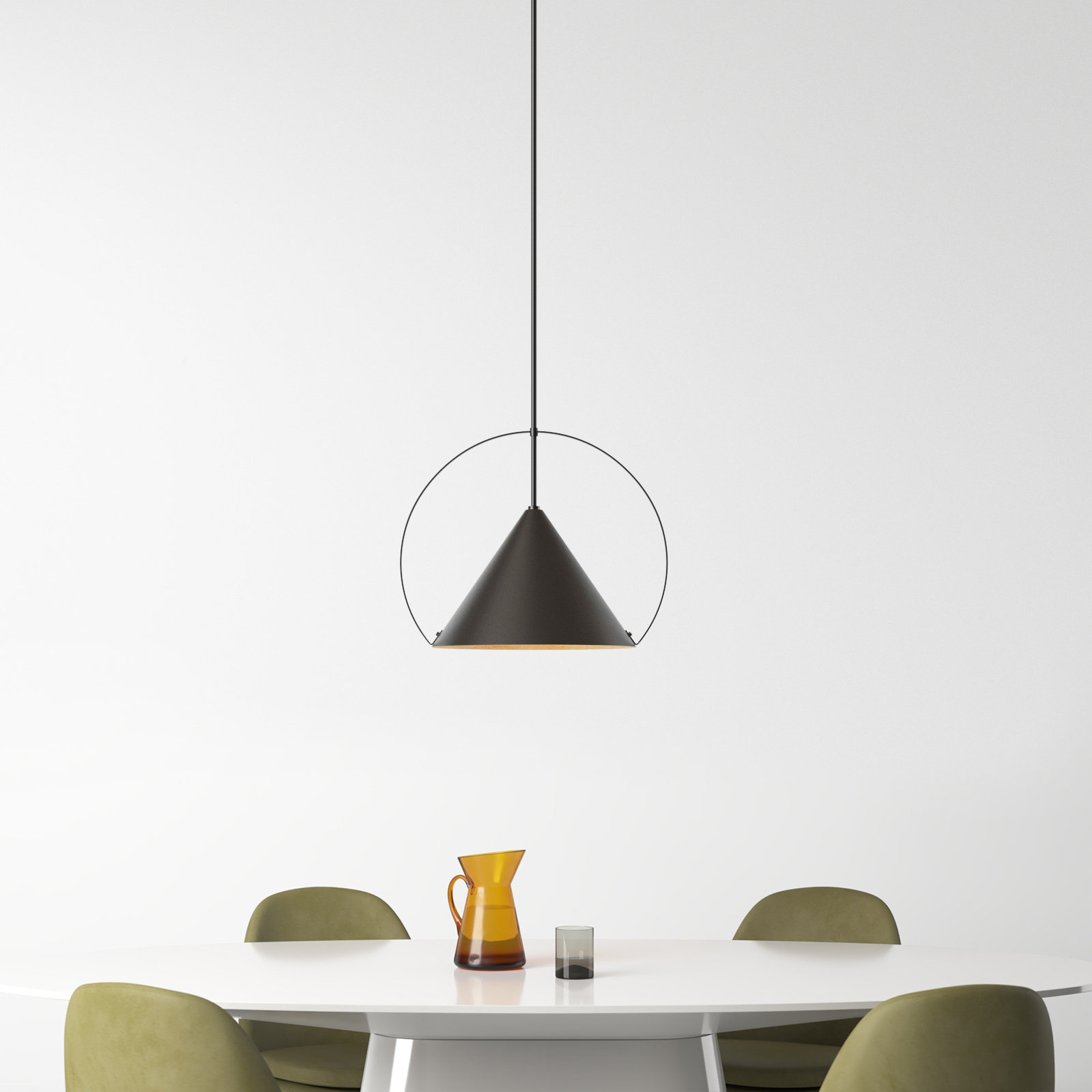 Nicholaus Single Light Metal Dimmable Pendant, Black / Gold, 15.25" H x 18" W x 18" D