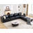 6-Piece 152.76” Leather Upholstered Sectional Sofa-1241260199