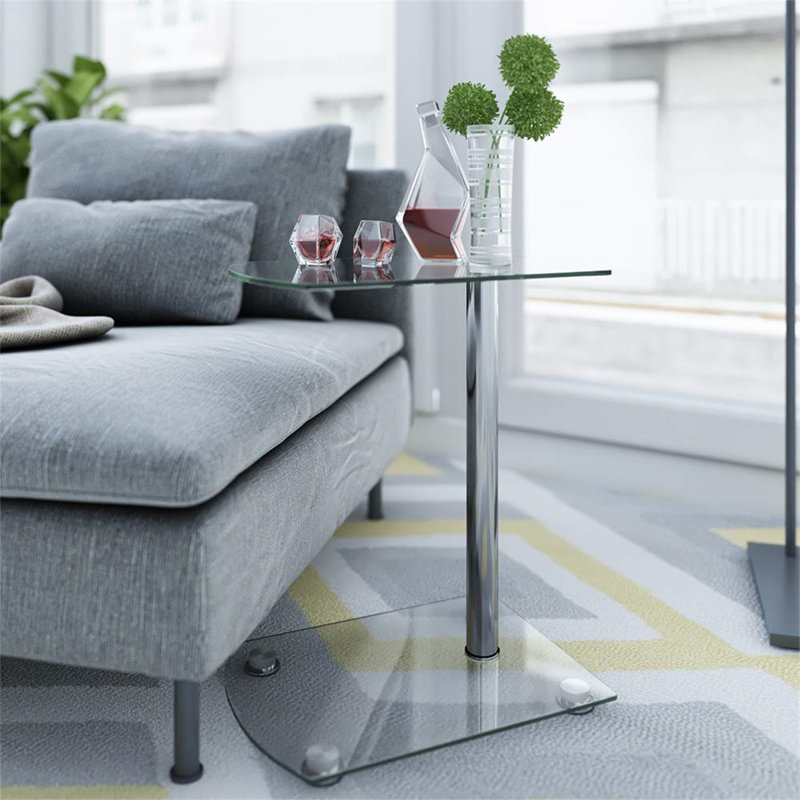 Fletching Glass Top Floor Shelf End Table