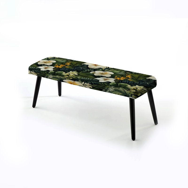 Boho Botanical Oasis Palm I - Banc noir rembourré tropical