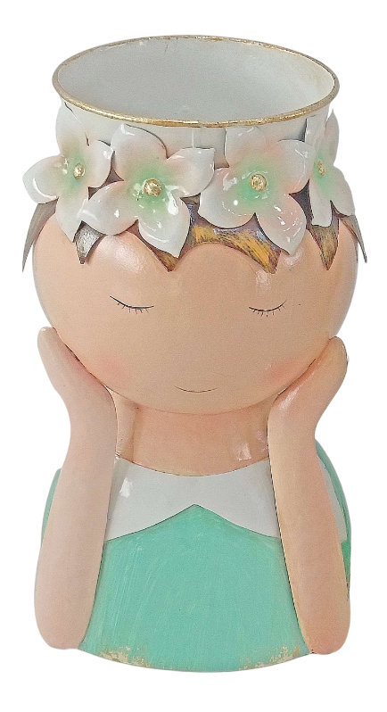 Pot de fleurs en métal, Fille