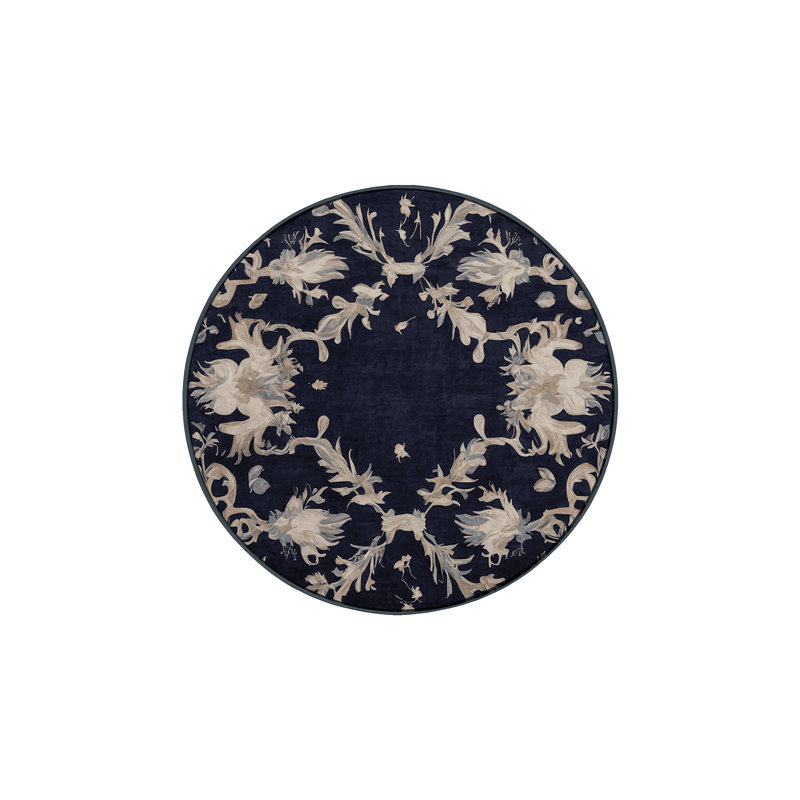 Machine Washable Gray Area Rug, Round 7'