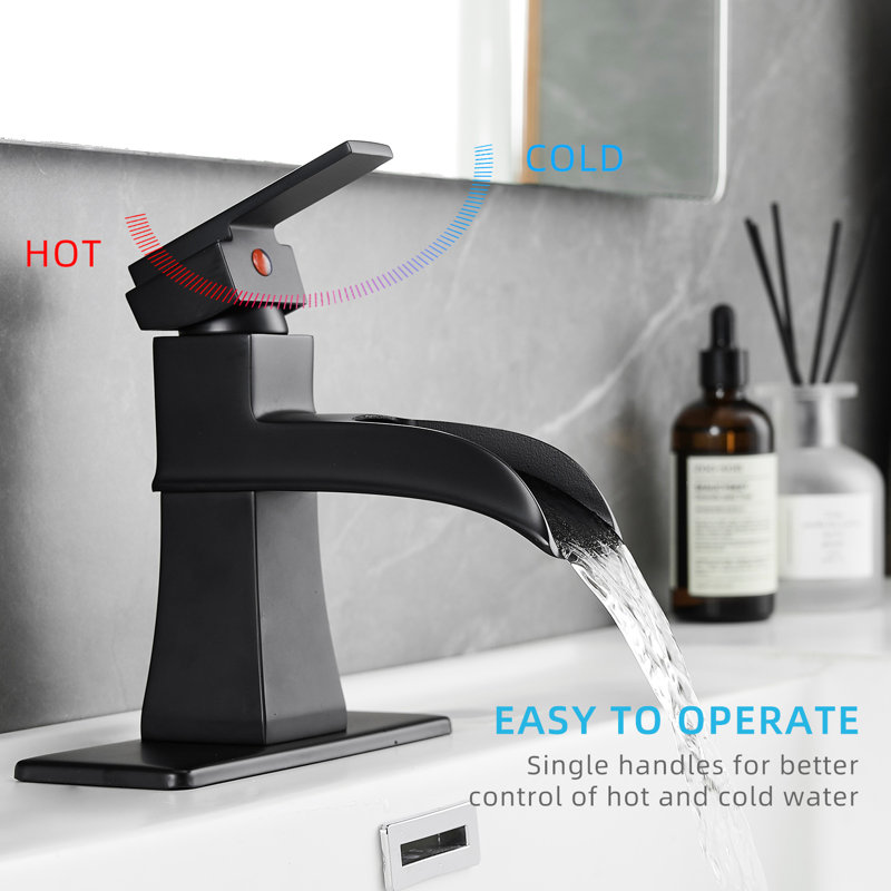Robinet de salle de bain Waterfall, Noir mat