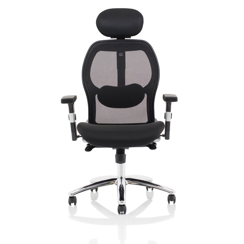 Polyester Blend Office Chair with Headrest, Black