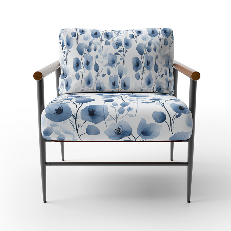 Chaise rembourrée Floral, Bras ronds bruns