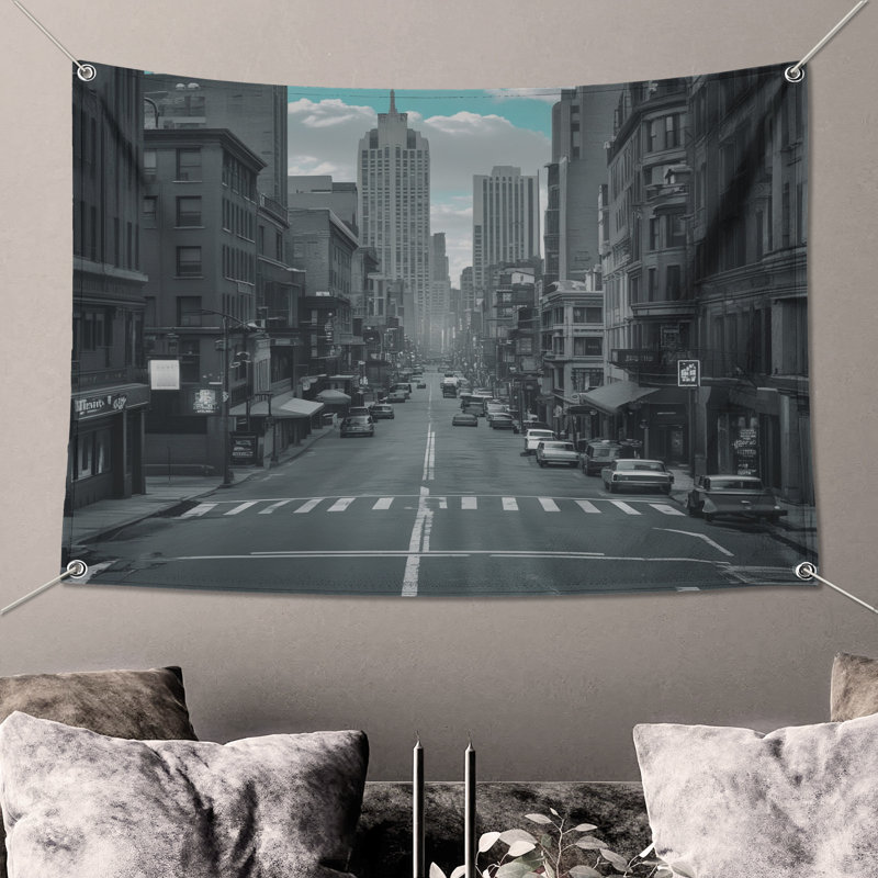 Tapisserie murale Urban Cityscape, 50 po H x 60 po L avec 4 œillets