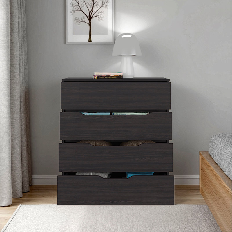 Commode à quatre tiroirs Aralia, plateau supérieur, wengé noir