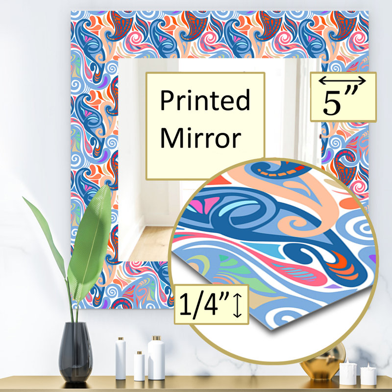 Modern Wall Mirror, 32" H x 32" W, Paisley