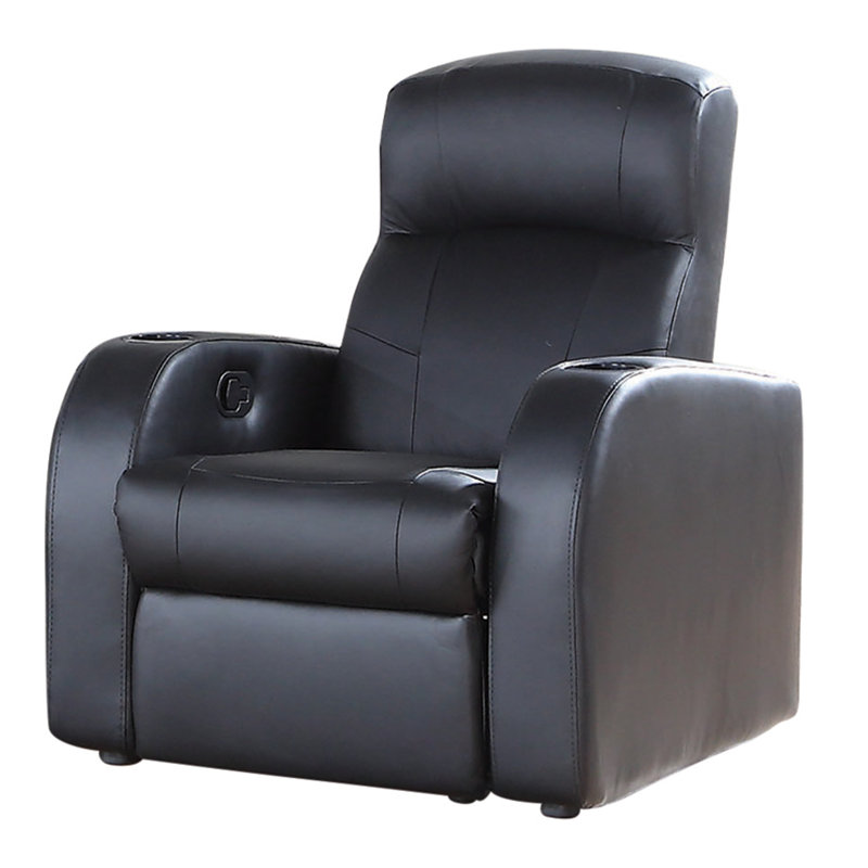 ArAgon Upholstered Home Theater Seat with Cup Holder
