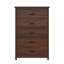 Ensemble de chambre à coucher 4 pièces avec cadre de grand lit, tête de rangement et station de charge, 2 tables de chevet et commode 5 tiroirs, noyer-1440268971