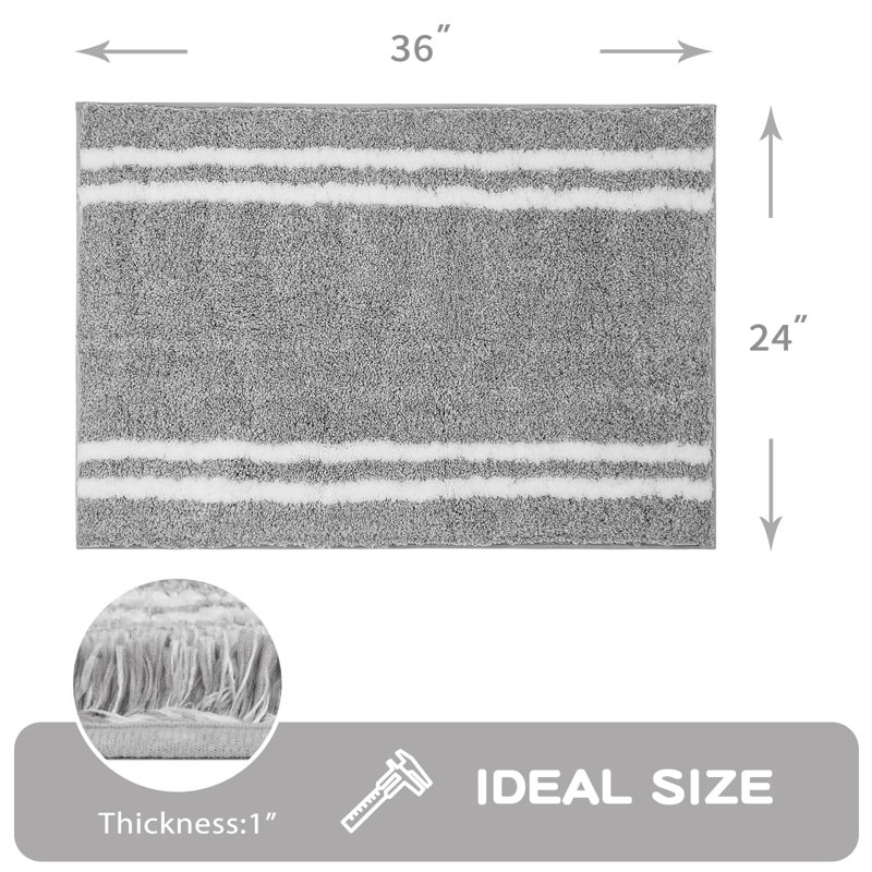 Tapis de salle de bain antidérapant - Tapis de bain en microfibre à poils longs super absorbant et à séchage rapide, tapis en peluche lavable à la machine