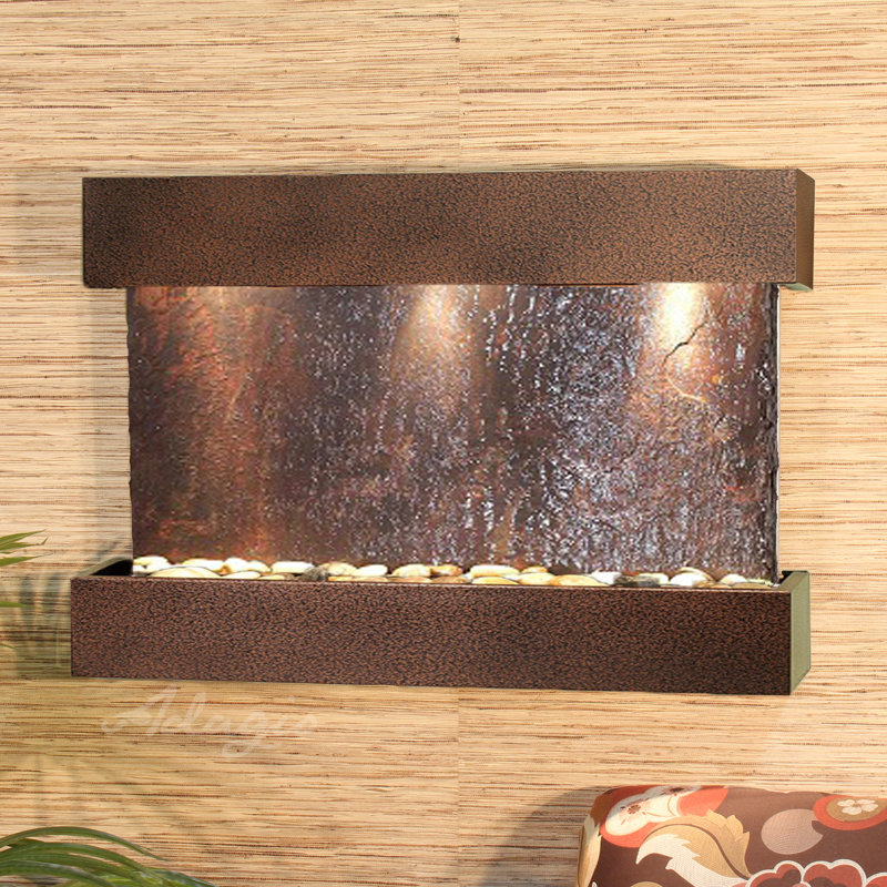 Fontaine lumineuse en acrylique Henline, Ardoise multicolore, Filon de cuivre, Ardoise