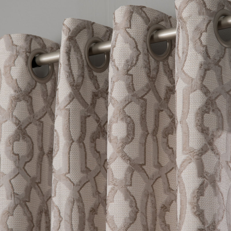 Holland Polyester / Cotton Room Darkening Woven Geometric Curtain Panel with Grommet Top, Taupe, 50'' W x 84'' L