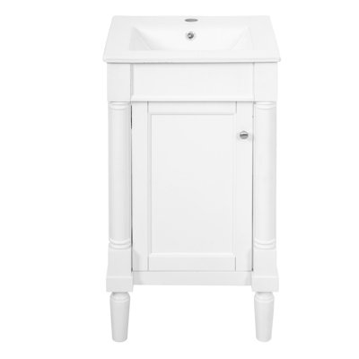 Armoire de salle de bain de style français 18 po avec rangement, solution pour petit espace avec lavabo en céramique, tablette réglable, charnières à fermeture en douceur