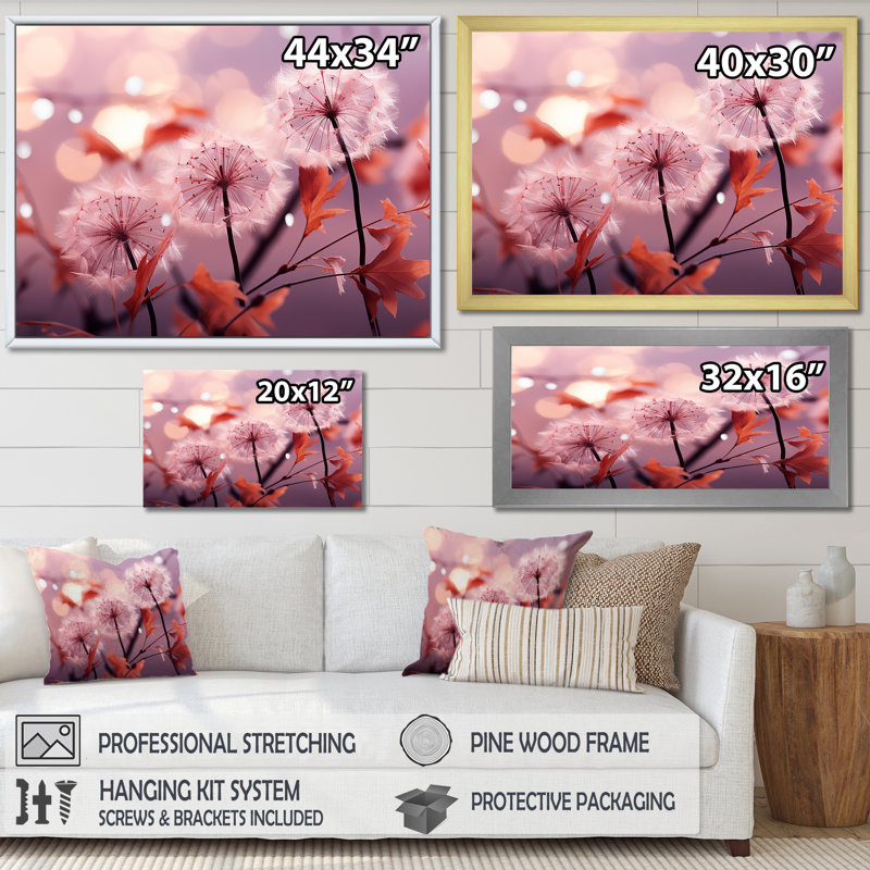 «Delicate Calm Dandelion Serenity I - Autre plante et fleurs», art mural, Cadre de coin argenté fermé