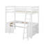 Lit mezzanine double avec bureau en U, tiroirs et tablettes-267485287