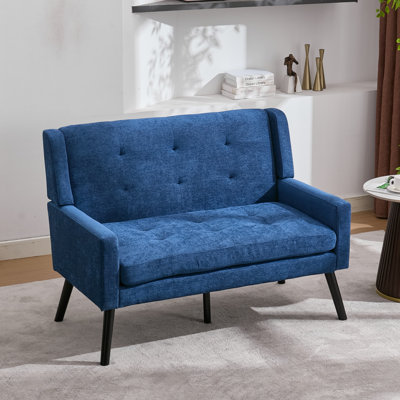 Fauteuil d'appoint 47,24 po de large à dossier capitonné 2 places avec coussin en mousse à haute densité de qualité supérieure en lin / suède pour petits espaces