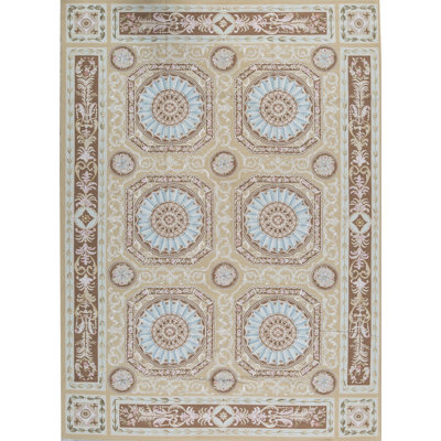 Hand-Knotted High-Quality Gold and Brown Area Rug
