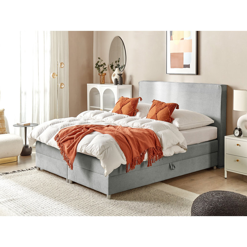 Mikelann Upholstered Lift Up Storage Bed with Mattress, European Kingsize (160 x 200cm), Grey