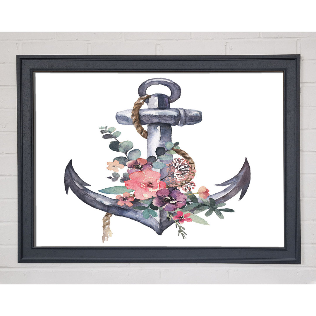 Gerahmtes Leinwandbild Watercolour Anchor