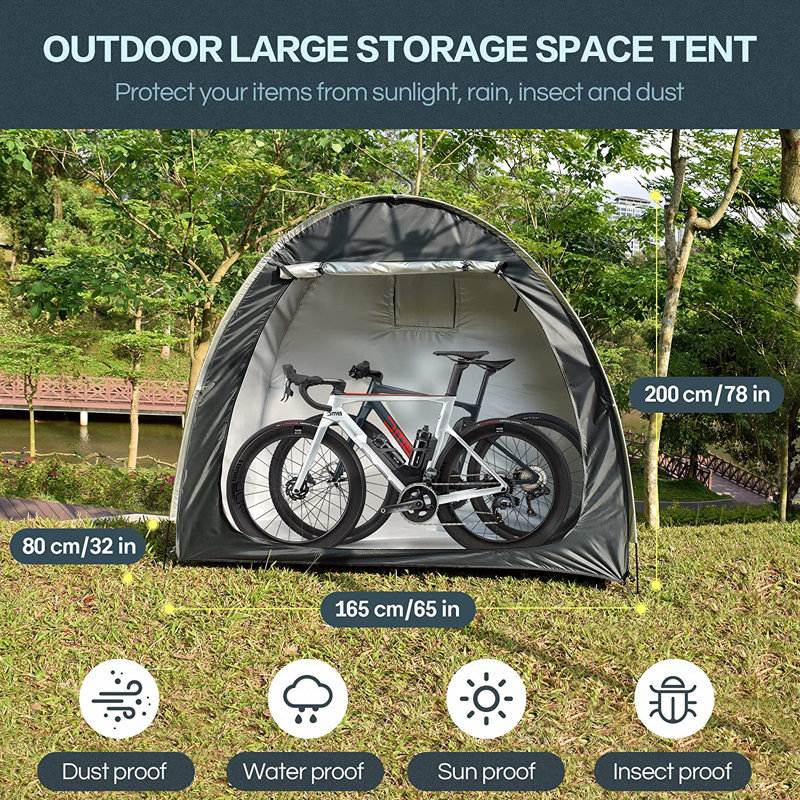 Outdoor Bike Storage Tent Bicycle Shelter With Carry Bag, Dark Gray