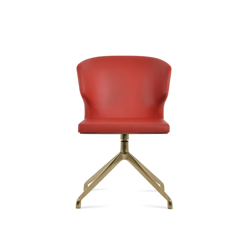 Chaise pivotante Amed Spider, Nickel brossé argent, Orange